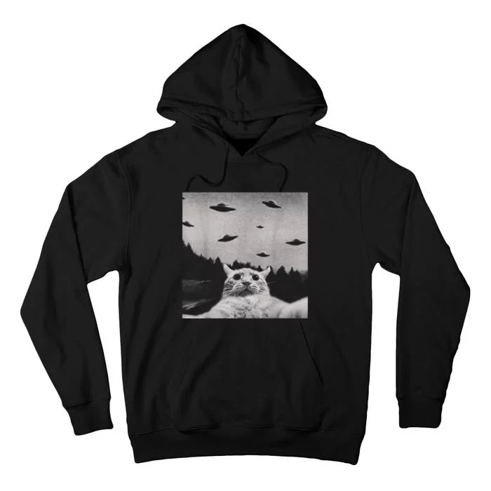 Alien UFO Funny Cat Tall Hoodie