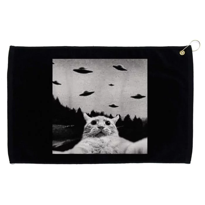 Alien UFO Funny Cat Grommeted Golf Towel