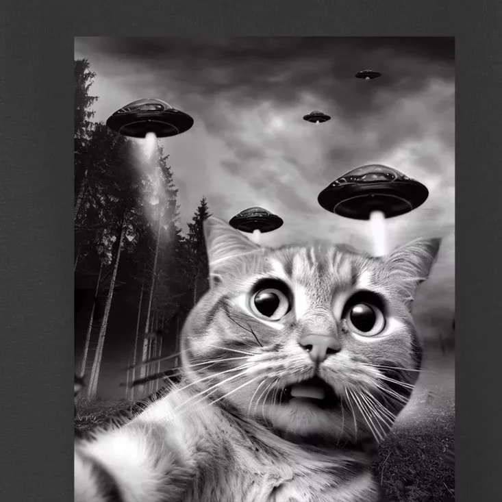 Alien UFO Funny Cat Selfie Toddler T-Shirt