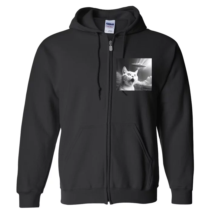 Alien UFO Funny Cat Full Zip Hoodie