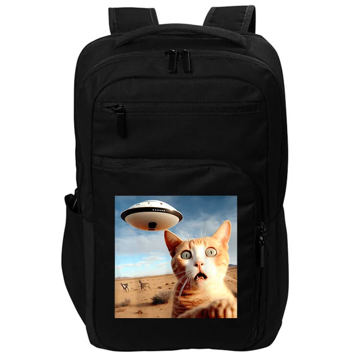 Alien UFO Funny Cat Selfie Impact Tech Backpack