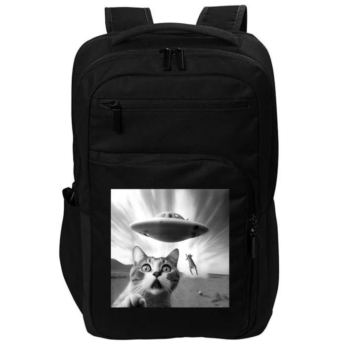 Alien UFO Funny Cat Selfie Impact Tech Backpack