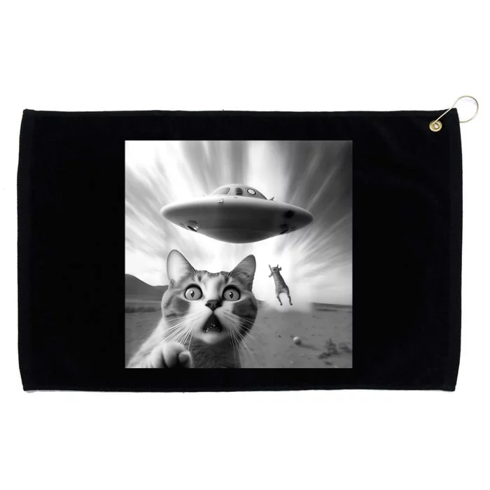 Alien UFO Funny Cat Selfie Grommeted Golf Towel