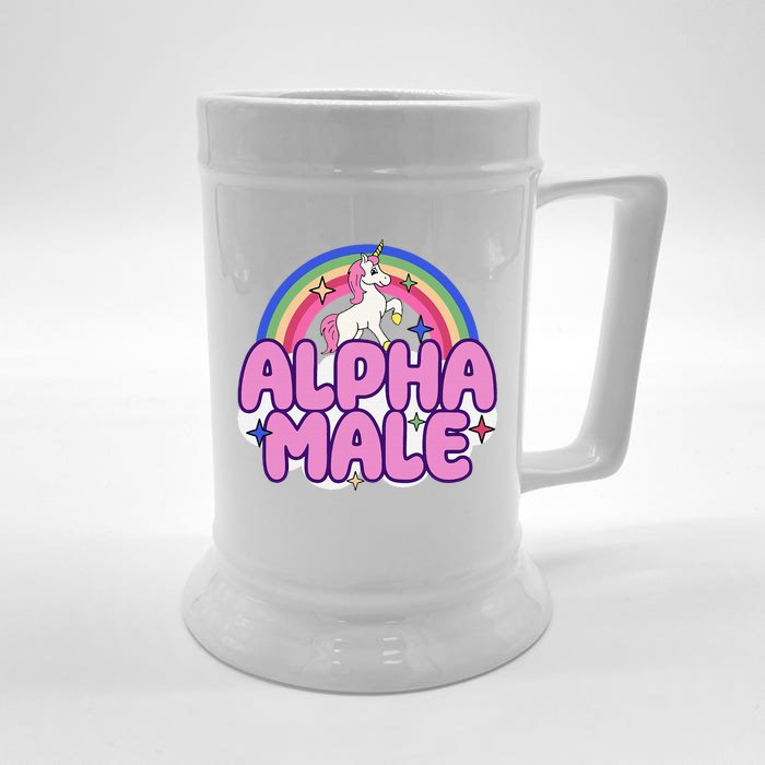 Alpha Unicorn Funny Sarcastic Ironic Weird Y2K Humor Front & Back Beer Stein