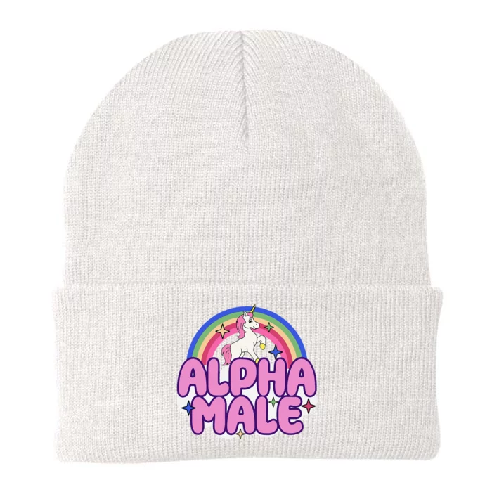 Alpha Unicorn Funny Sarcastic Ironic Weird Y2K Humor Knit Cap Winter Beanie