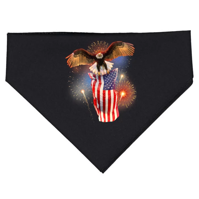 America USA Flag Eagle Fireworks USA-Made Doggie Bandana