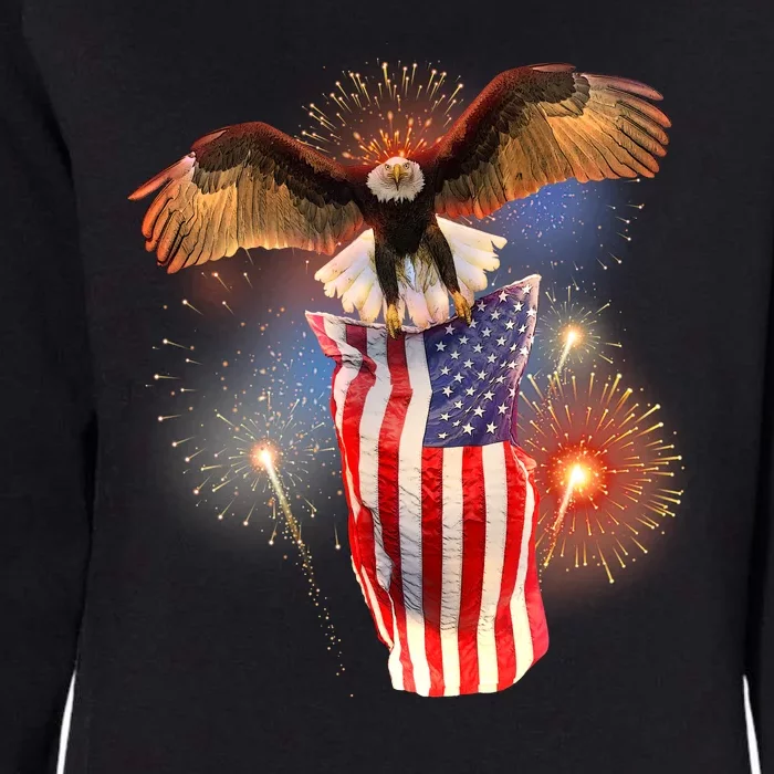 America USA Flag Eagle Fireworks Womens California Wash Sweatshirt