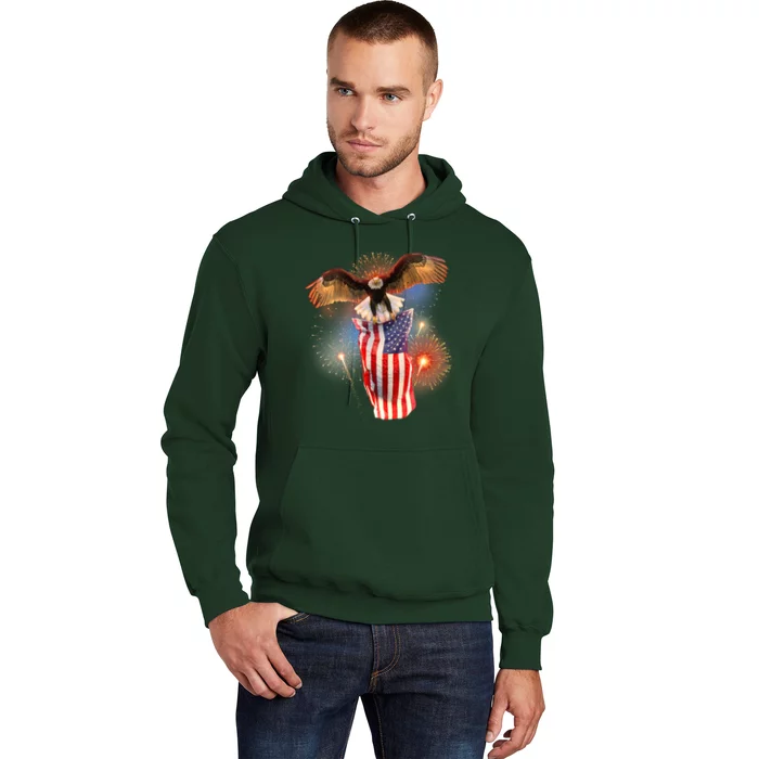 America USA Flag Eagle Fireworks Hoodie