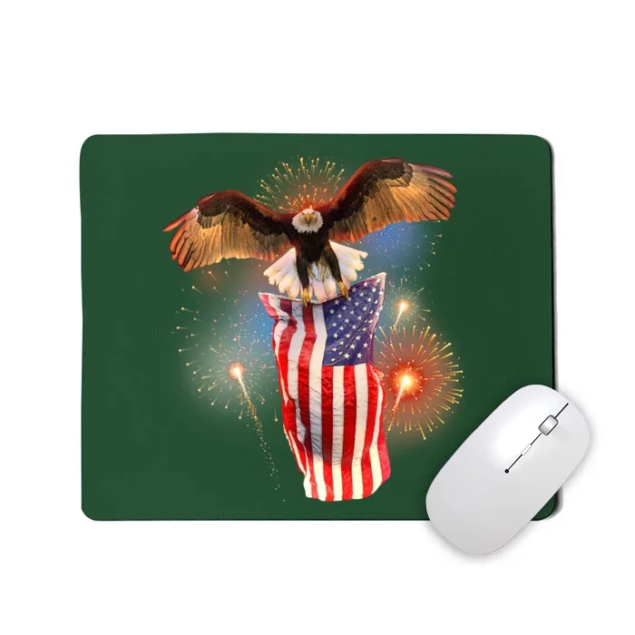 America USA Flag Eagle Fireworks Mousepad