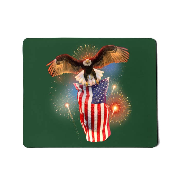 America USA Flag Eagle Fireworks Mousepad