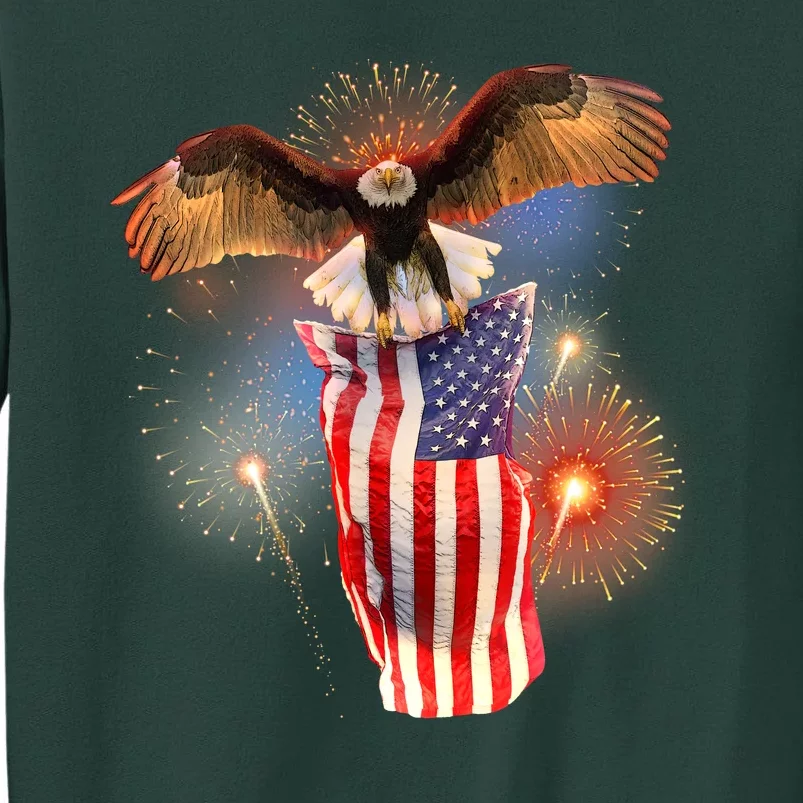 America USA Flag Eagle Fireworks Tall Sweatshirt