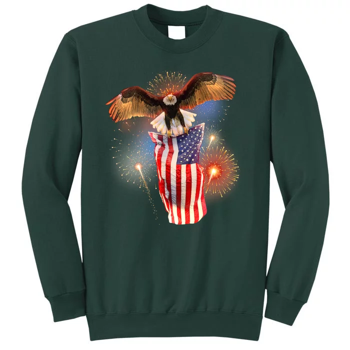 America USA Flag Eagle Fireworks Tall Sweatshirt