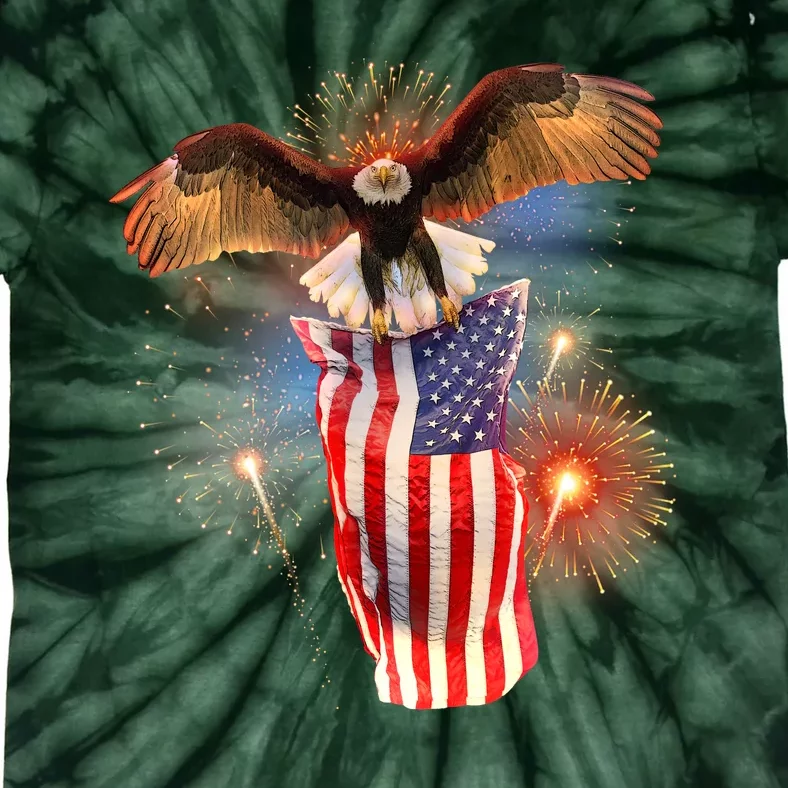 America USA Flag Eagle Fireworks Tie-Dye T-Shirt