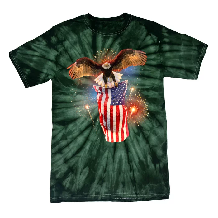 America USA Flag Eagle Fireworks Tie-Dye T-Shirt