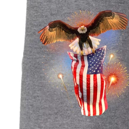 America USA Flag Eagle Fireworks Doggie 3-End Fleece Hoodie