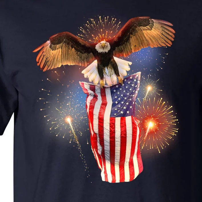 America USA Flag Eagle Fireworks Tall T-Shirt