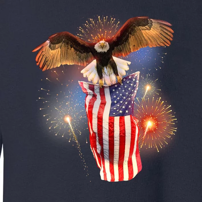 America USA Flag Eagle Fireworks Toddler Sweatshirt