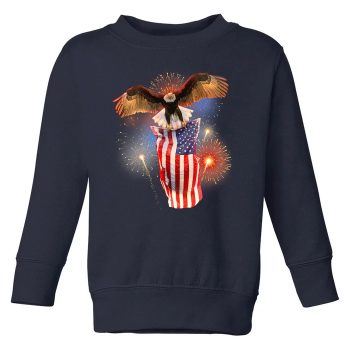 America USA Flag Eagle Fireworks Toddler Sweatshirt