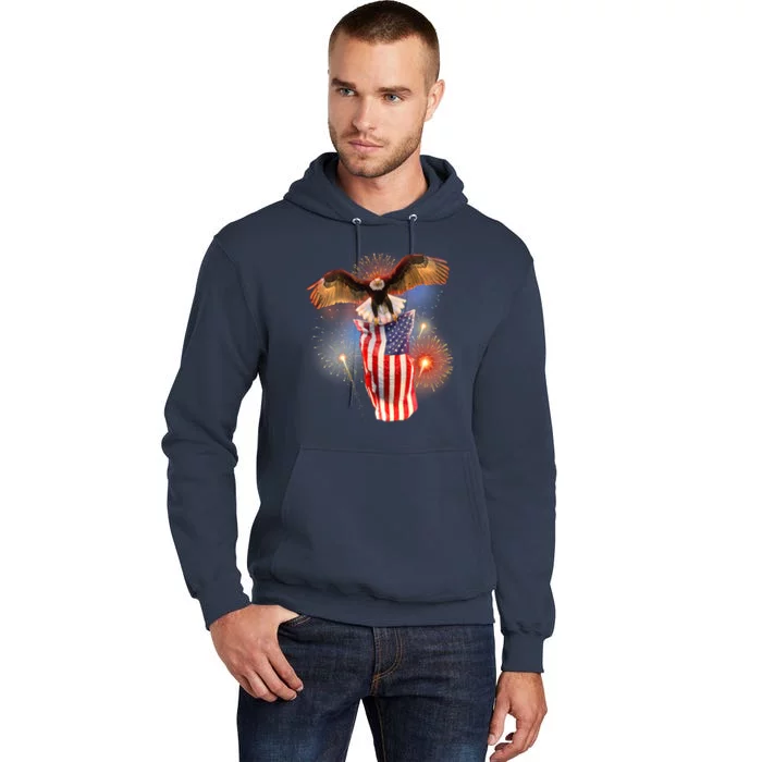 America USA Flag Eagle Fireworks Tall Hoodie