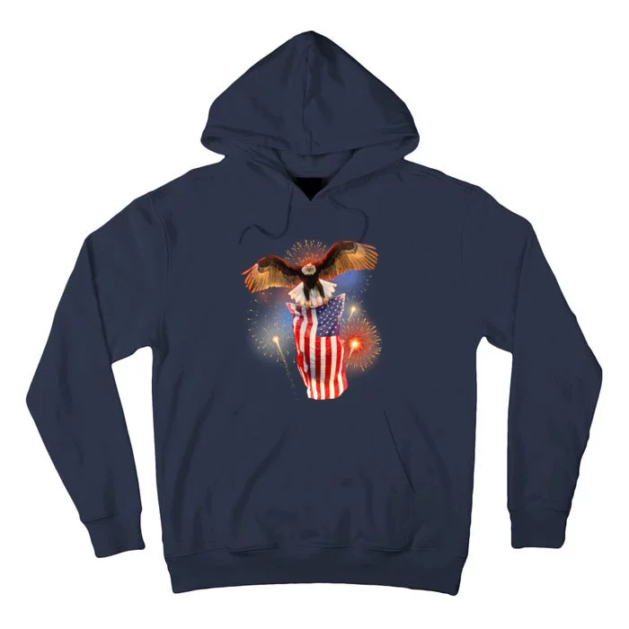 America USA Flag Eagle Fireworks Tall Hoodie