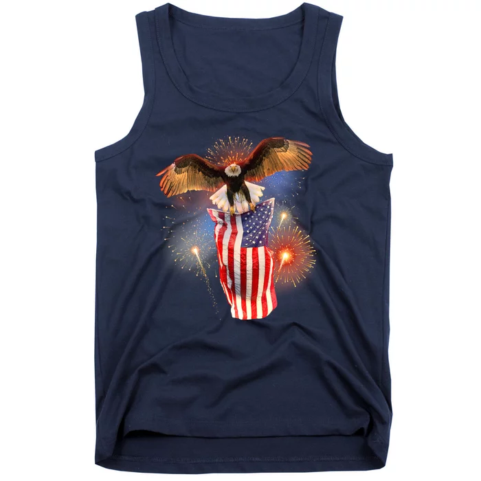 America USA Flag Eagle Fireworks Tank Top