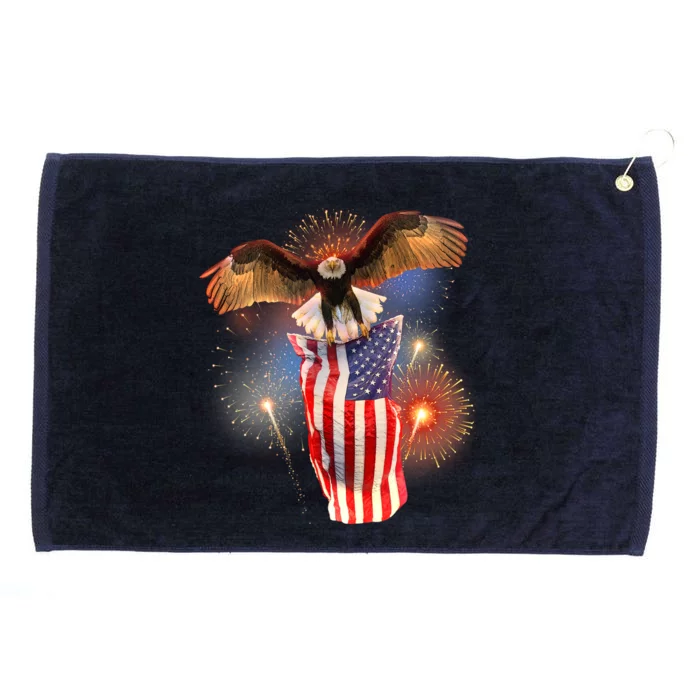 America USA Flag Eagle Fireworks Grommeted Golf Towel