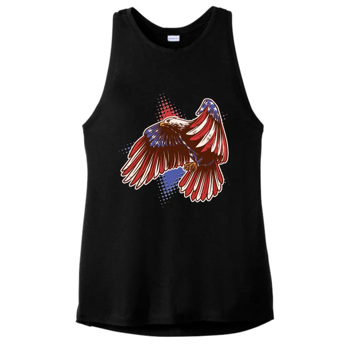 American USA Flag Patriotic Bald Eagle Ladies Tri-Blend Wicking Tank