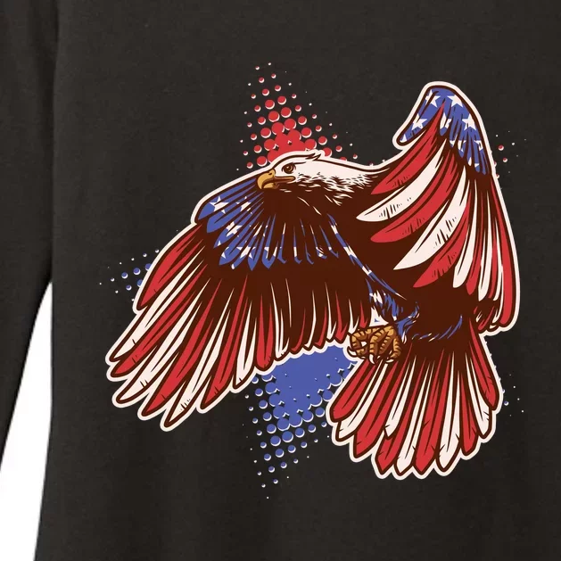 American USA Flag Patriotic Bald Eagle Womens CVC Long Sleeve Shirt