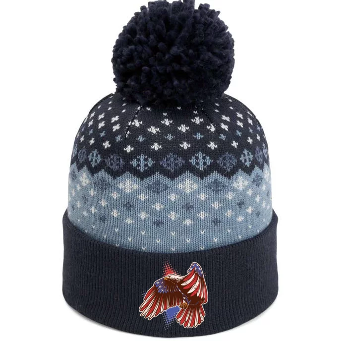 American USA Flag Patriotic Bald Eagle The Baniff Cuffed Pom Beanie