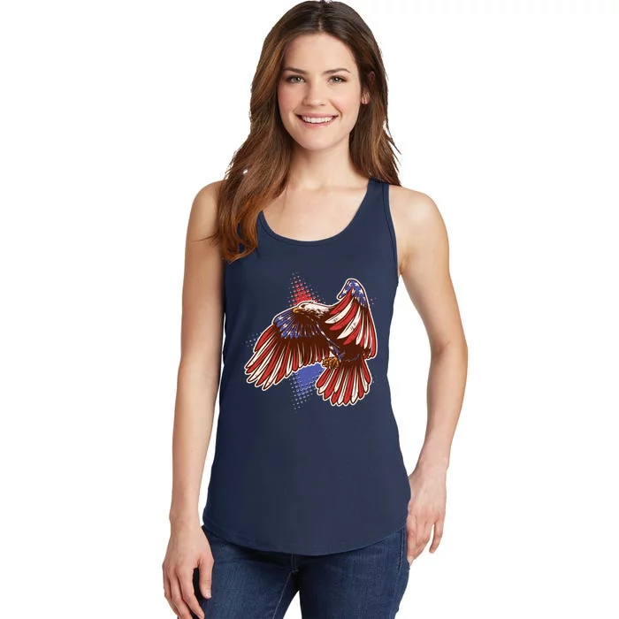 American USA Flag Patriotic Bald Eagle Ladies Essential Tank