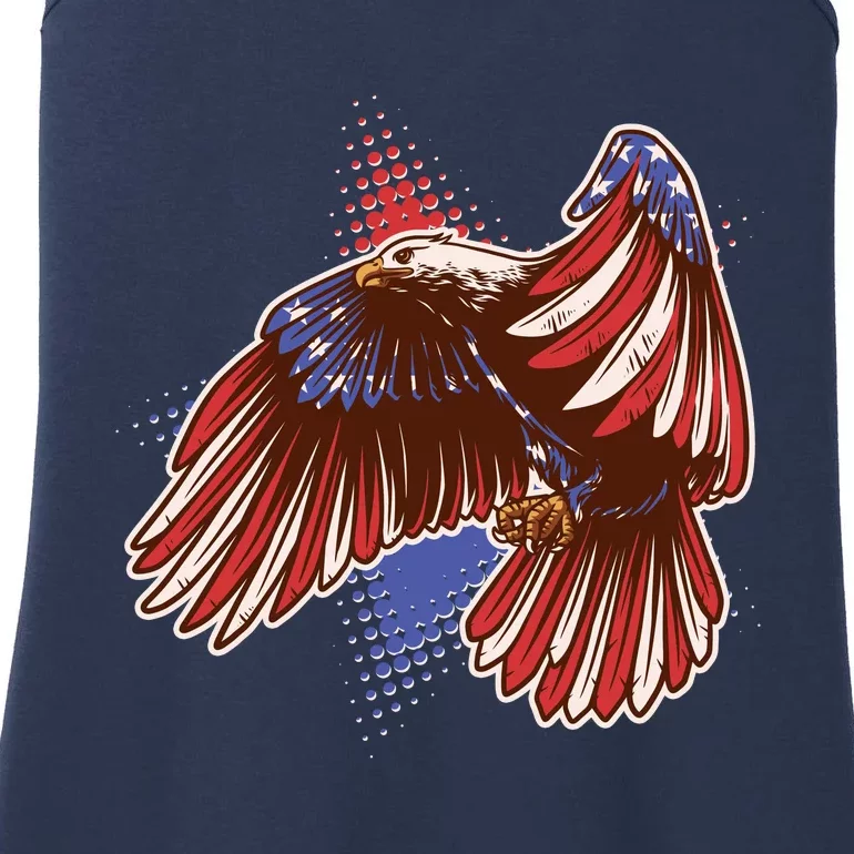 American USA Flag Patriotic Bald Eagle Ladies Essential Tank