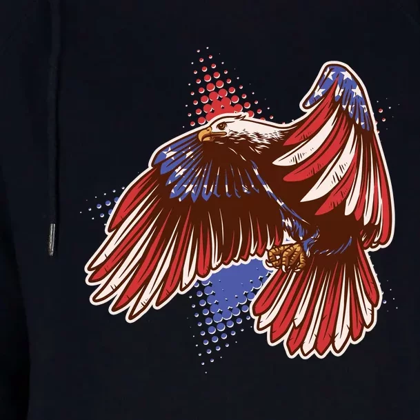 American USA Flag Patriotic Bald Eagle Womens Funnel Neck Pullover Hood