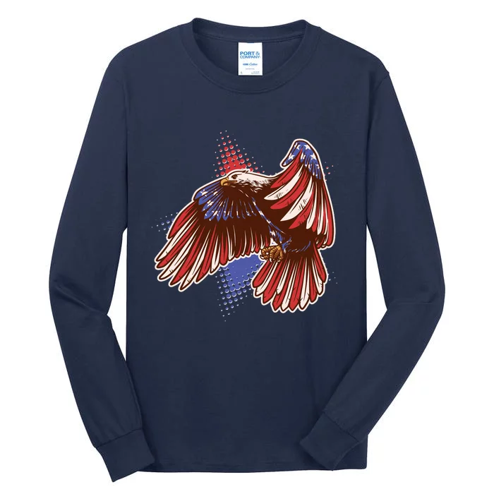 American USA Flag Patriotic Bald Eagle Tall Long Sleeve T-Shirt