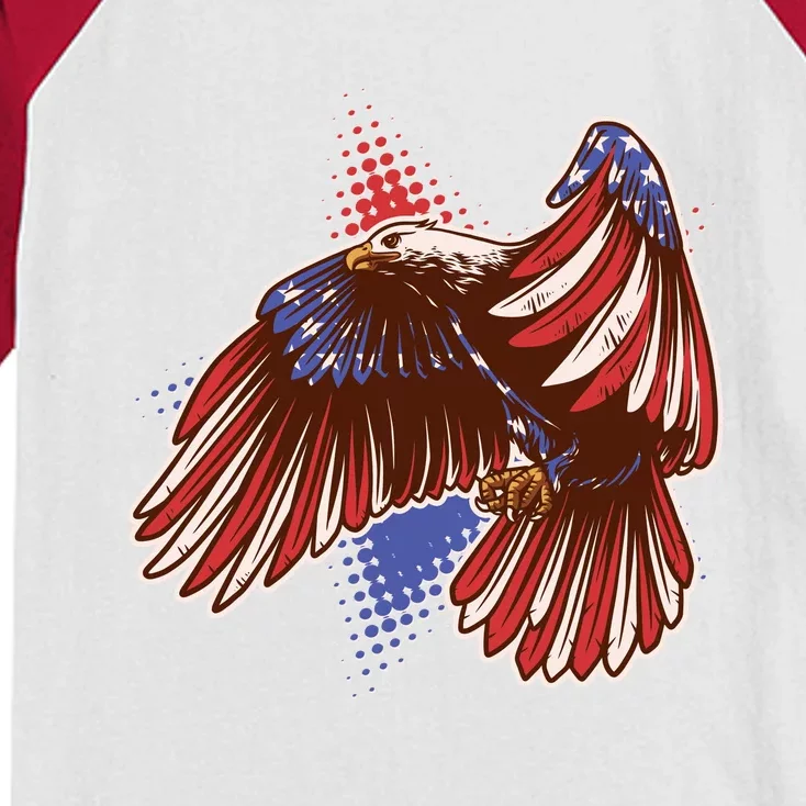 American USA Flag Patriotic Bald Eagle Kids Colorblock Raglan Jersey