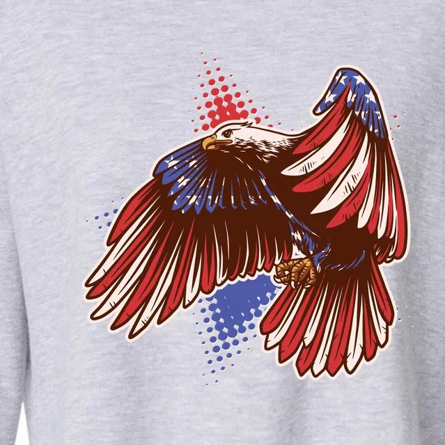 American USA Flag Patriotic Bald Eagle Cropped Pullover Crew