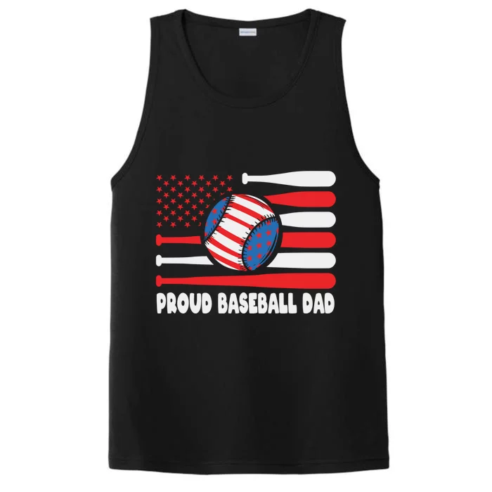 American Usa Flag Baseball Dad Cute Gift Performance Tank