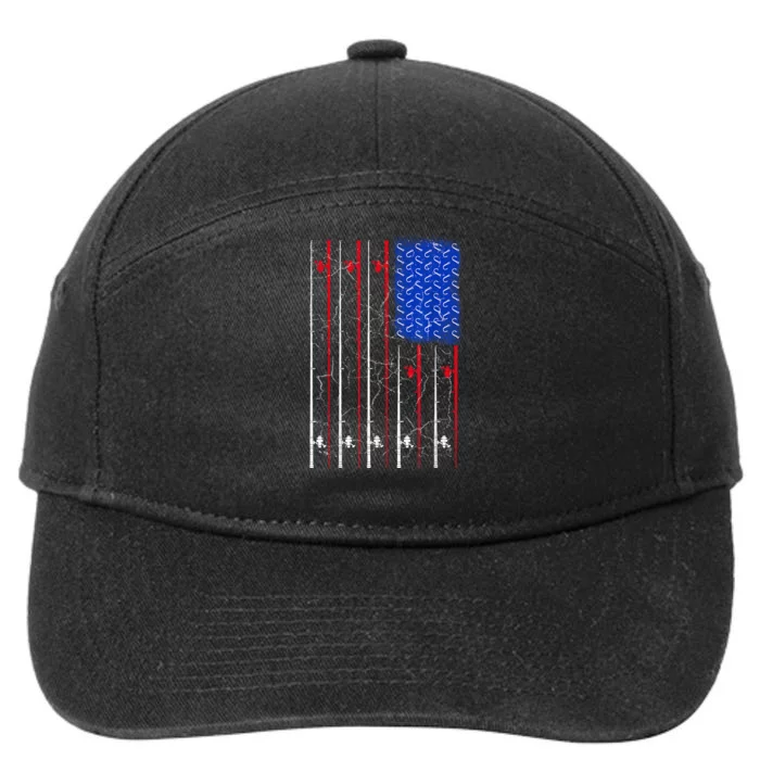 American Us Flag Fishing Rod Top Cool Fisherman Top For Him 7-Panel Snapback Hat