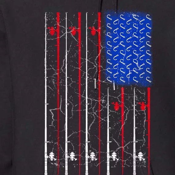 American Us Flag Fishing Rod Top Cool Fisherman Top For Him Premium Hoodie