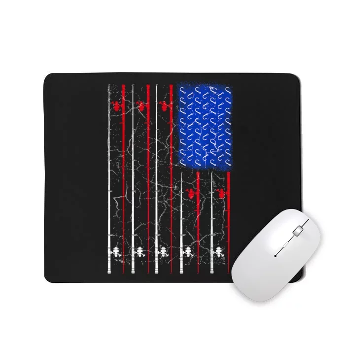 American Us Flag Fishing Rod Top Cool Fisherman Top For Him Mousepad