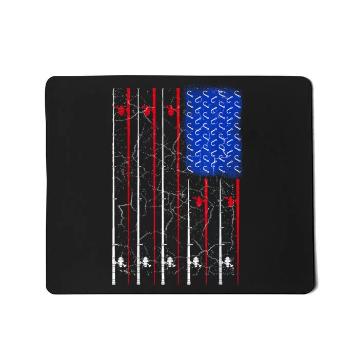 American Us Flag Fishing Rod Top Cool Fisherman Top For Him Mousepad