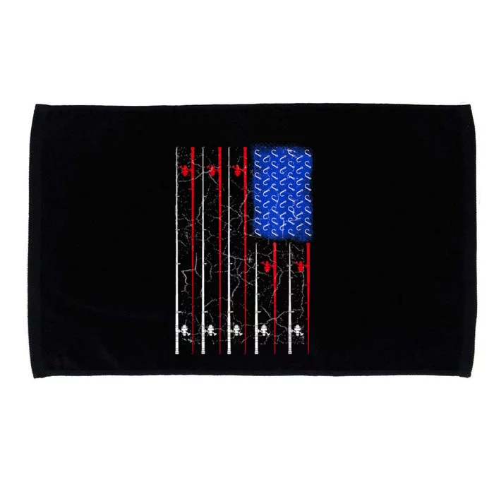 American Us Flag Fishing Rod Top Cool Fisherman Top For Him Microfiber Hand Towel