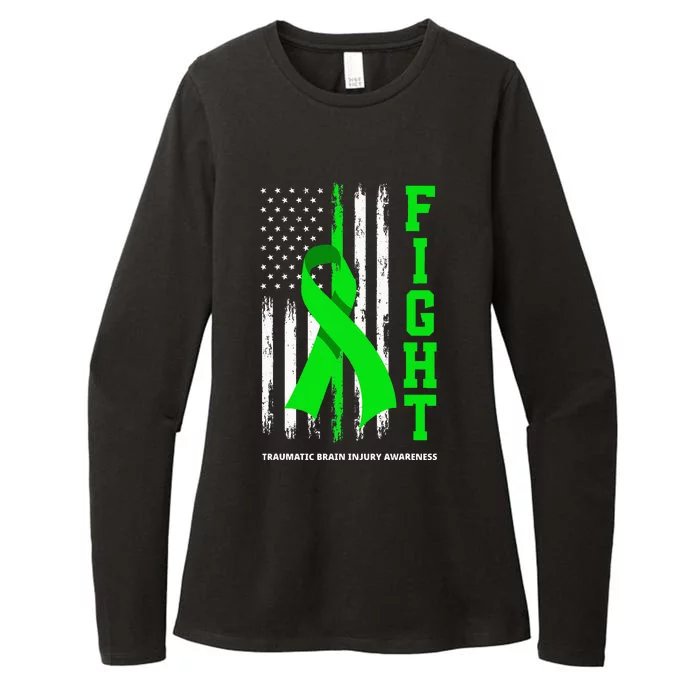 American US Flag Fight Traumatic Brain Injury Awareness Womens CVC Long Sleeve Shirt