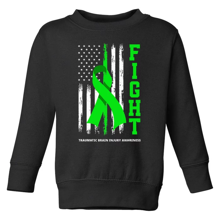 American US Flag Fight Traumatic Brain Injury Awareness Toddler Sweatshirt