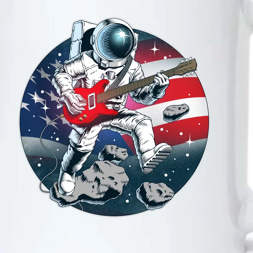 American USA Flag Rocking Space Astronaut Black Color Changing Mug