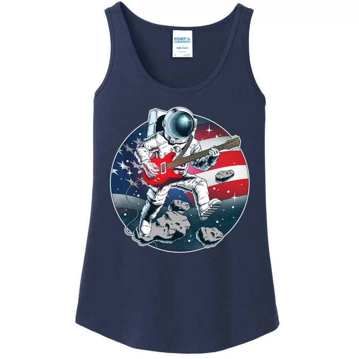 American USA Flag Rocking Space Astronaut Ladies Essential Tank