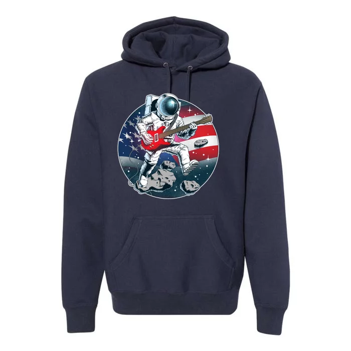 American USA Flag Rocking Space Astronaut Premium Hoodie