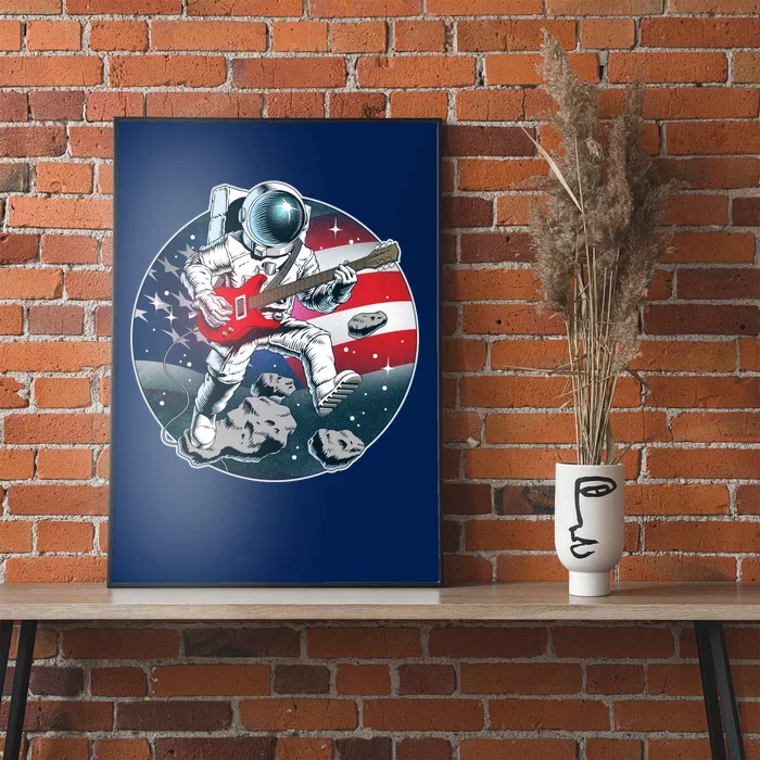 American USA Flag Rocking Space Astronaut Poster