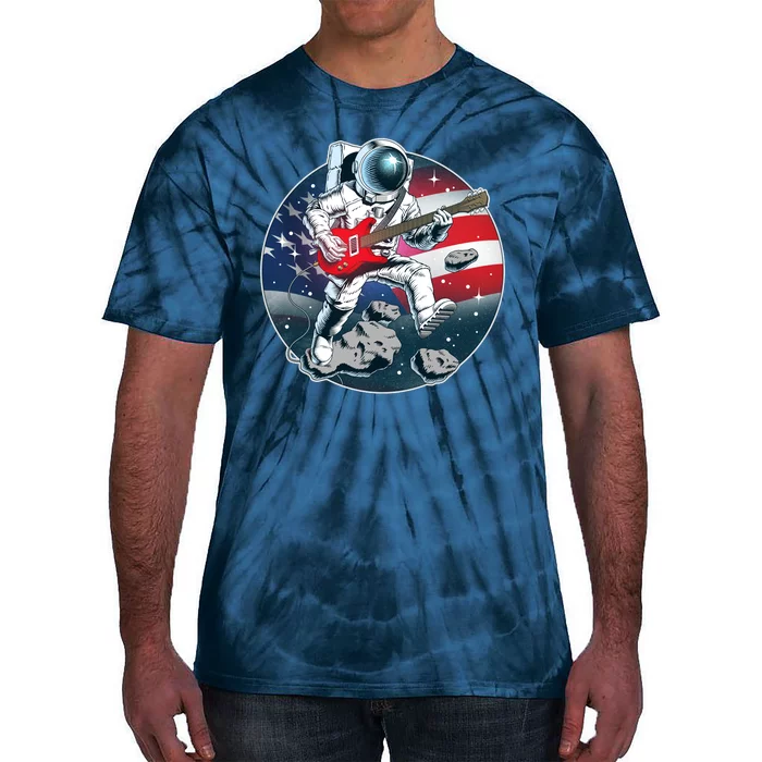 American USA Flag Rocking Space Astronaut Tie-Dye T-Shirt