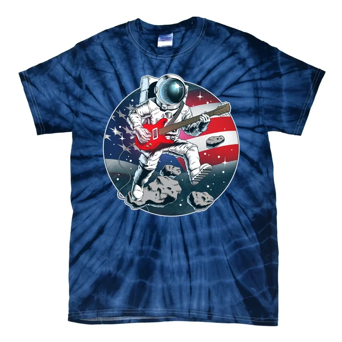 American USA Flag Rocking Space Astronaut Tie-Dye T-Shirt