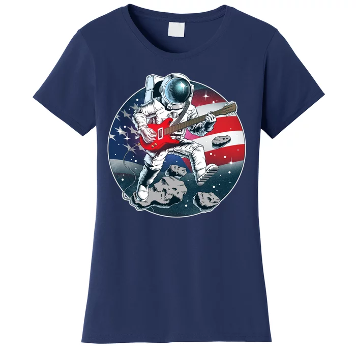 American USA Flag Rocking Space Astronaut Women's T-Shirt